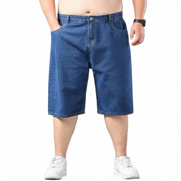 Verão Big Size Men Essentials Oversize Denim Shorts Streetwear Fi New Kore Roupas Masculinas Novos Esportes Casual Azul Jorts 46 S2WL #