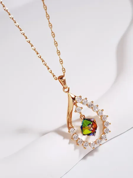 Anhänger-Halsketten, Kristalle aus Österreich, trendige Damen-Halskette für Damen, Party-Schmuck, geometrischer weiblicher stilvoller Bijoux