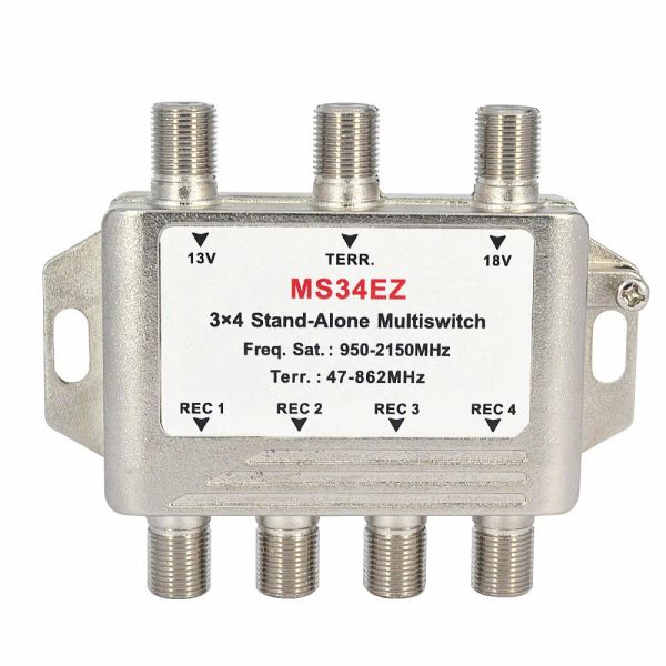 Venda quente MultiSwitch Satellite Splitter 3 Entrada 4 Saída FTA TV LNB Switch para TV Receptor de Satélite MS34EZ Multiswitch