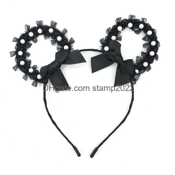 Chapéus de festa Lace Gatos Orelhas de Gato-Orelha em Forma de Pão Acessórios de Cabelo Catwoman Sexy Black Headdress Presente Drop Delivery Home Garde Dh8x9