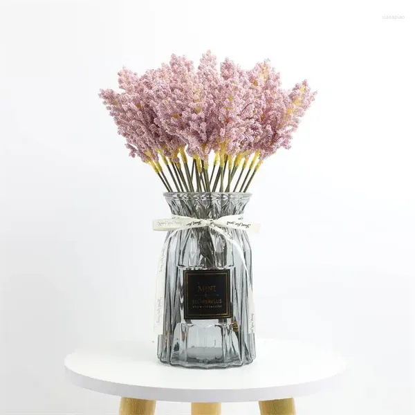 Peças de flores decorativas/pacote pe lavanda flor artificial atacado planta decoração de parede buquê material vasos manuais decoração de casa