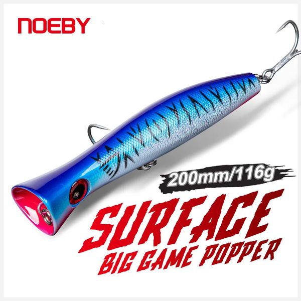 Noeby-grande jogo popper isca de pesca artificial isca dura topwater popper wobbler água salgada gt atum mar isca de pesca 200mm 116g 240312