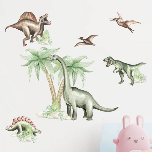 Aufkleber Dinosaurier Wandaufkleber Junge Kinderzimmer Kinderzimmer Dekor PVC Wandtattoos Abnehmbare Kunstwandbilder für Heimdekoration Tapeten