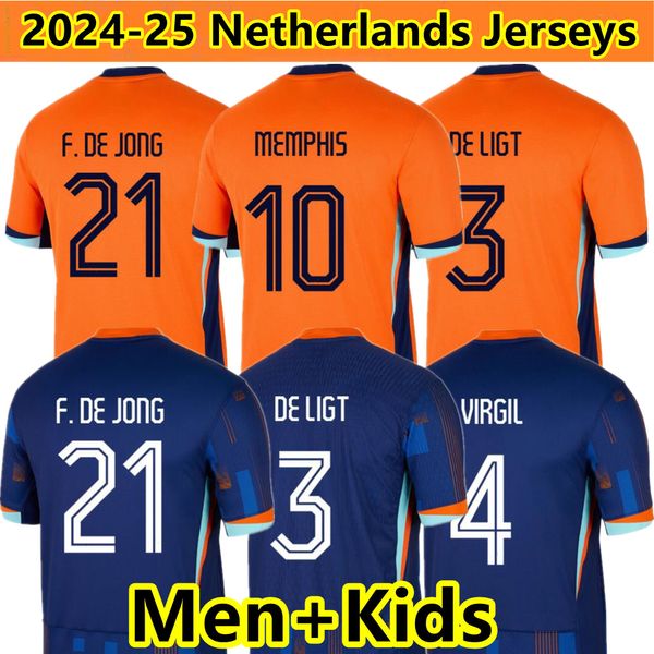 2024 Hollanda Memphis Futbol Jersey Holland Club Jong Virgil Dumfries Bergvijn Gömlek Klaassen De Ligt Erkek Çocuk Kiti 2025 Hollanda Milli Takım Futbol Gömlek