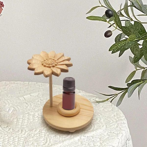 Bottiglie di stoccaggio Diffusore di oli essenziali in legno a forma di fiore Decorazione minimalista Supporto per comodino Bagno Negozio Auto Casa