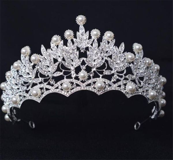 Vintage Wedding Bridal Strass Crown Tiara Crystal Princess Fascia Accessori per capelli Gioielli Copricapo di perle Queen Fascia per capelli S6377153