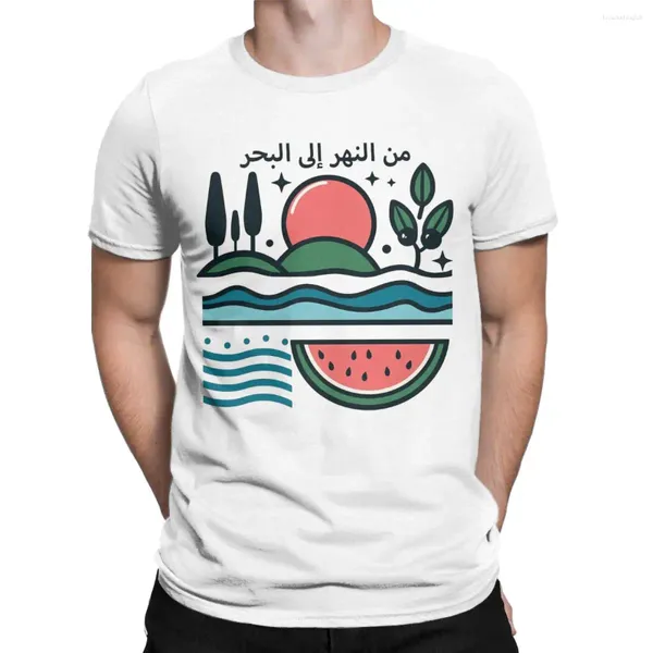 Мужские футболки с арбузом и оливками, палестинская хлопковая одежда, винтажная футболка с короткими рукавами и круглым вырезом, футболки для взрослых