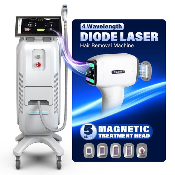 Máquina de remoção de cabelo a laser de diodo de alta potência 4 comprimento de onda depilador pele preta pontas faciais perda de cabelo equipamento de beleza de diodo laser permanente