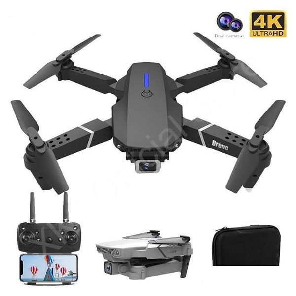 Dekompressionsspielzeug Newtoys-E88 Drohne mit Weitwinkel HD 4K 1080P Dual-Kamera Höhe halten WiFi Rc faltbarer Quadcopter Dron Geschenk Drop Del Dhgym