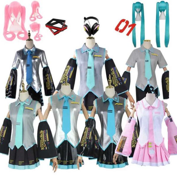 Cosplay Anime Trajes 2023 Miku RPG Peruca Chegando ao Japão Vestido Midi Iniciantes Futuro Miku Role-Playing Fe Halloween feminino para masculino sizeC24321