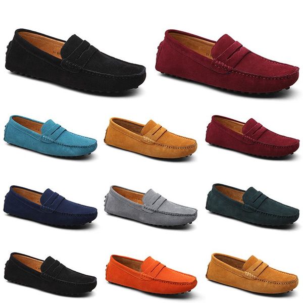 Homens Sapatos Casuais Alpercatas Triplo Preto Branco Marrom Vinho Vermelho Marinho Cáqui Mens Camurça Tênis De Couro Deslizamento Em Sapato De Barco Ao Ar Livre Condução Plana Jogging Caminhada 38-52 A052