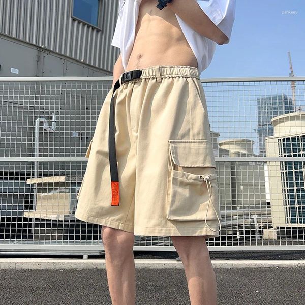 Männer Shorts Marke Männer Trend Cargo Lose Multi-taschen Elastische Taille Overalls Kurze Hosen Mode Lässig Gerade Männlich