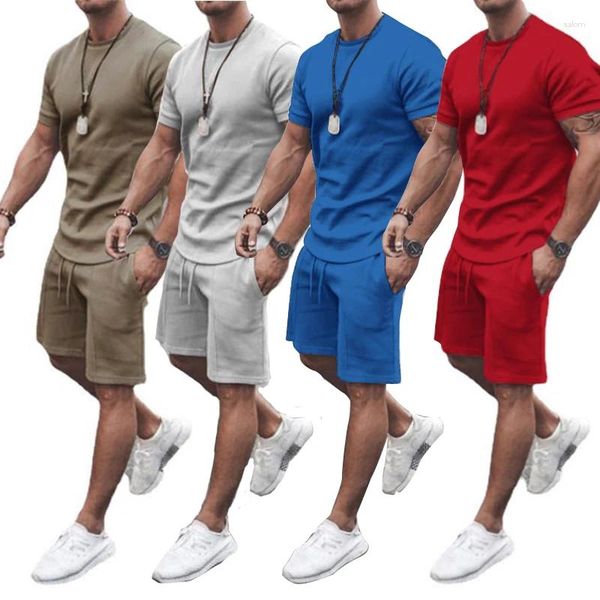 Мужские спортивные костюмы оптом, лето 2024, мужские шорты и рубашка, комплект из 2 предметов, короткие два комплекта одежды