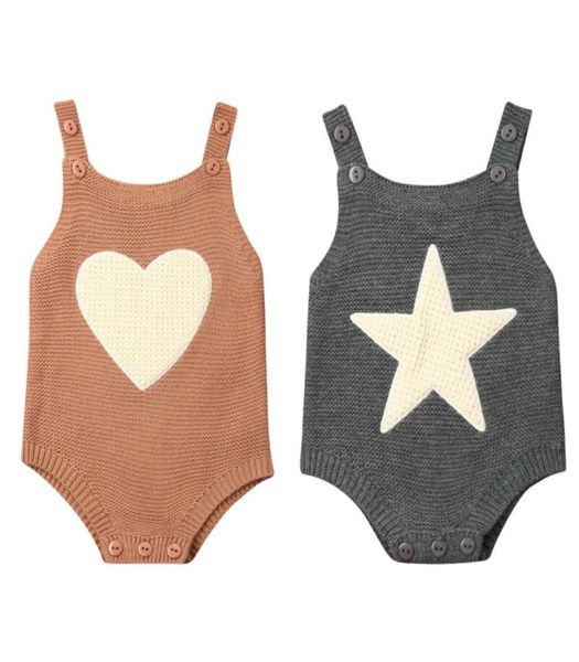 2020 Baby Spring Clothing Recém -nascido bebê menino menina de malha de malha de macacão de macacão mangas roupas com o coração de estrela de coração3909457