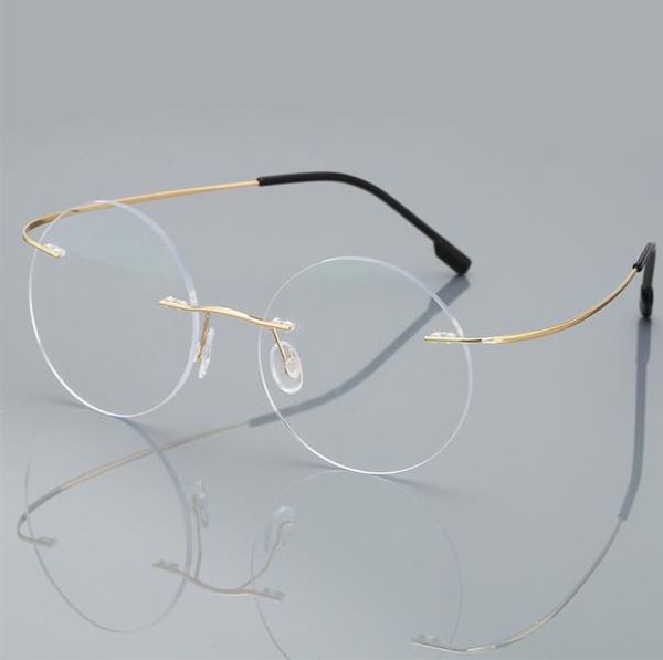 Occhiali da lettura senza cerchio antiblue uomini donne rotonde in lega di titanio in lega di prescrizione prescrizione di occhiali per occhiali 150200250225723