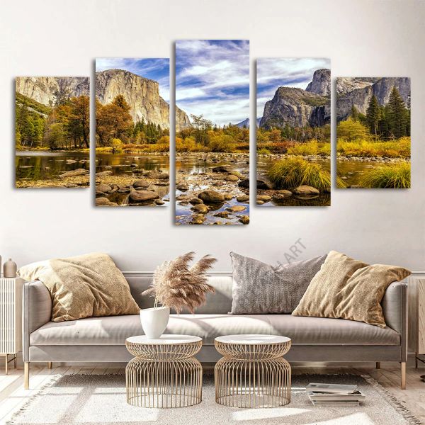 5 pannelli Yosemite HD Immagini Canvas Painting Wall Art Paesaggi naturali Poster e stampe Landscape Wall Art Living Room Decor