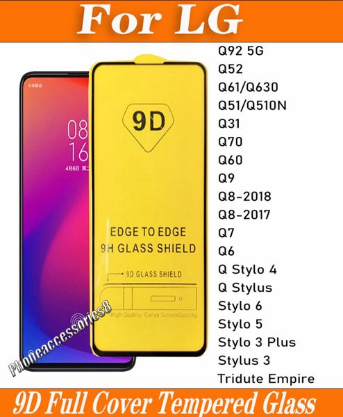 9D Full Cover gehärtetes Glas Handy-Displayschutz für LG Stylo 7 6 5 3 STYO7 Q92 Q52 Q61 Q51 Q31 Q70 Q60 Q9 Q8 Q7 Q69920764