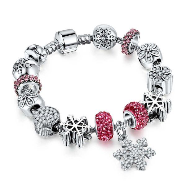 Charm Armbänder im europäischen Stil DIY großes Loch Perlenarmband Weihnachtsgeschenke für Frauen Schneeflocke Santa Strass Perlen Drop Lieferung J Dh5Q2