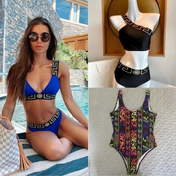 Bikini tasarımcıları Medusa Kadın Klasik Mektup Baskı Bir Parçalı Mayolar Plaj Seksi Bayanlar Moda Mayaya Takım İki Parçalı Set S/XL