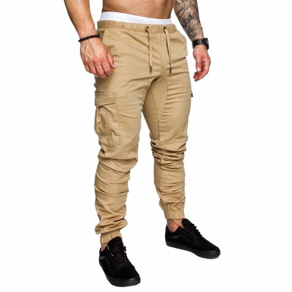 2024 neue lässige Herrenbekleidung Arbeitskleidung Multi Pocket Lg Hosen Herren gewebter Stoff Freizeithose mit Füßen Strumpfhosen o8PP #