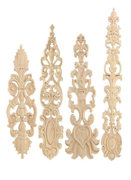 Squisito legno intagliato fiore Onlay Decalcomania angolo di legno Applique per la casa Mobili Decor Wall Door Decorativo intaglio del legno artigianato 2001099