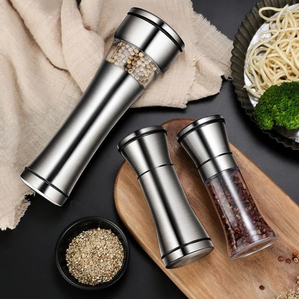 Tuz ve Biber Tahıl Değirmen Shakers Paslanmaz Çelik Metal Gıda Öğütücü Pulverizatör Baharat Kavanoz Çeşni Konteyner Mutfak Aletleri