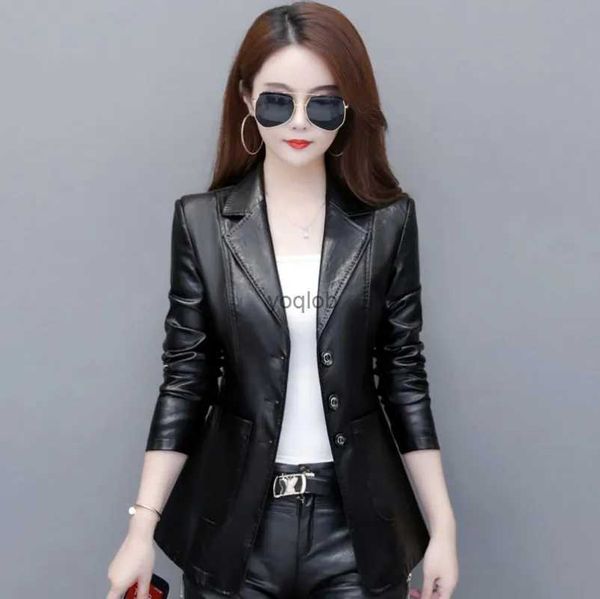 Frauen Leder Kunstleder Frühling echte Lederjacke Frauen koreanische Mode schlanker Schaffellmantel schwarz rote echte Lederjacken Ladies Casual Blazer Femme