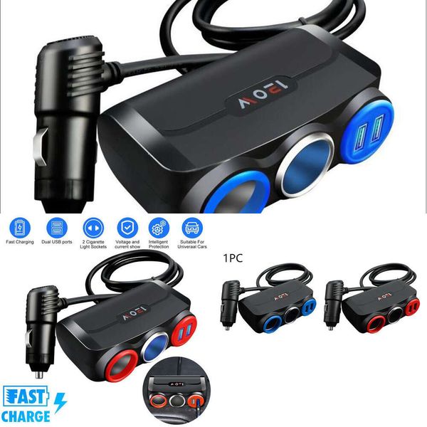 Suporte de carregamento de isqueiro de carro para telefone um a dois divididos três carros multifuncional carregador de telefone móvel carregador de carro USB 12V24v plugue adaptador universal