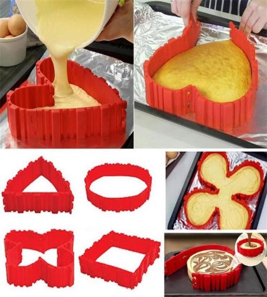 4pcsset выпекать змею Силиконовый торт для торта инструмент Diy Magic Shade прямоугольный круглый печенье для печенья