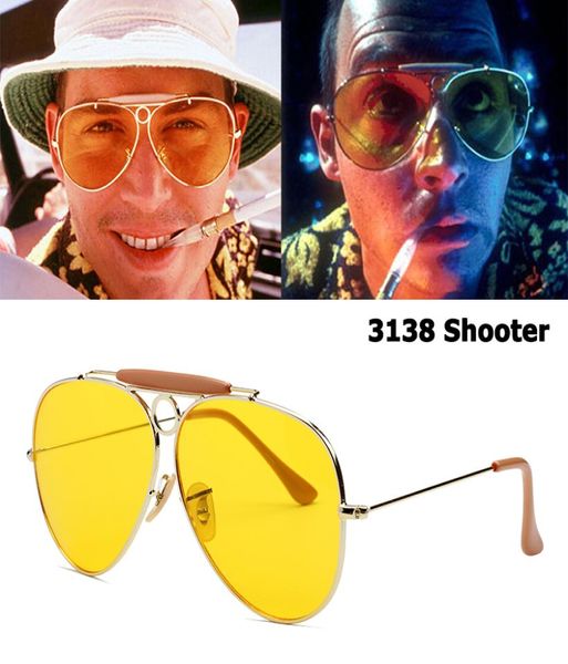 Jackjad New Fashion 3138 Shooter Style Vintage Aviation Sunglasses Metal Circle Brand Design Sun Glasses Oculos de Sol com Hood6945500