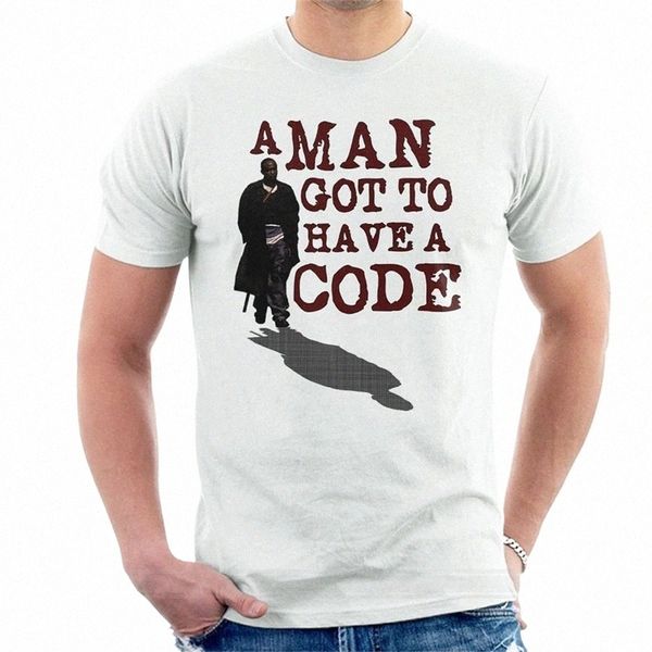 A Man Got To Have A Code Omar Little The Wire Funny Meme Белая футболка S-3XL Повседневная футболка y6ng #