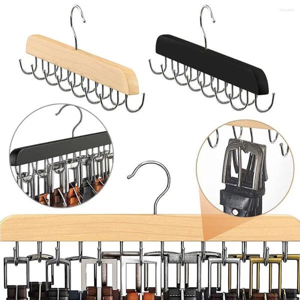 Appendini Cinture in legno Canotta Appendiabiti 14 Ganci Salvaspazio Organizzatore di stoccaggio Porta abiti Cravatta Spazio Cappelli Antiscivolo V5t1