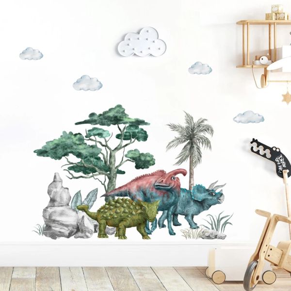 Aufkleber, Dinosaurier, Cartoon, Brachiosaurus, Flugsaurier, Kinderzimmer, Vinyl-Wandaufkleber für Kinderzimmer, Schlafzimmer, Jungen, Wandtattoos, Heimdekoration