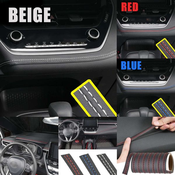 Nuova striscia decorativa autoadesiva per auto in pelle PU da 2 m, modanature interne per cruscotto, finiture, modifiche fai da te, strisce decorative