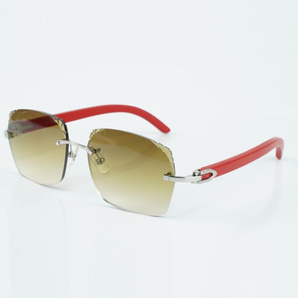 Новинка, горячая распродажа, солнцезащитные очки с микро-режущими линзами в изысканном стиле 3524018, очки с натуральными красными деревянными дужками, размер: 18-135 мм