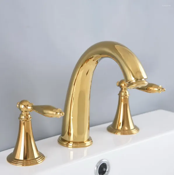 Waschbecken Wasserhähne Luxus Gold Messing 8 