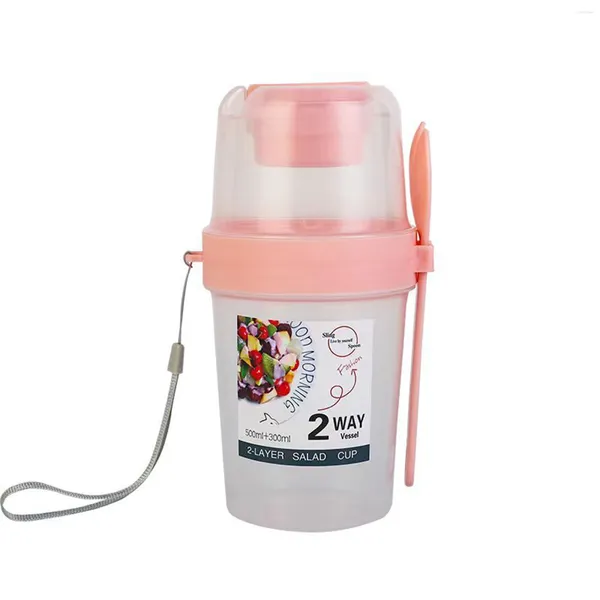 Teller 800 ml Salatbehälter zum Mittagessen wiederverwendbarer Shaker Cup mit Riemenarbeit Sportwanderung oder Schule