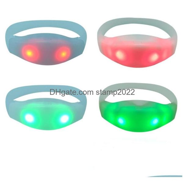 Partybevorzugung Rgb LED-Licht Sound aktiviert Armband Armreif Sprachsteuerung Armbänder für Rave-Konzert Karneval Gefälligkeiten Drop Lieferung Ho Dhgjo