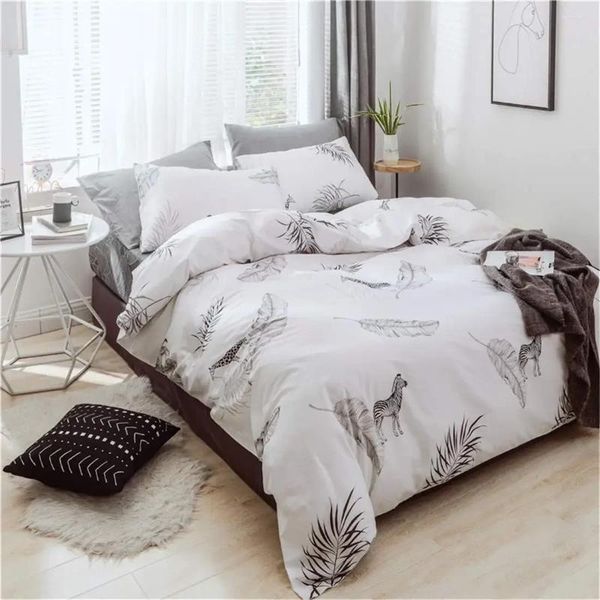 Conjuntos de cama MWSWL 3 peças Forest Duvet Cover Set Cartoon Animal Print Quilt de algodão para meninos / meninas