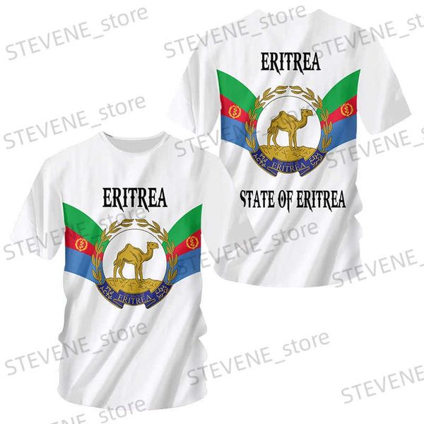 Homens camisetas Mens Vintage T-shirt 3D Bandeira da Eritreia Impresso T Verão Casual Diversão Personalidade Tendência Esporte Secagem Rápida Solta Curto Slve Top T240325