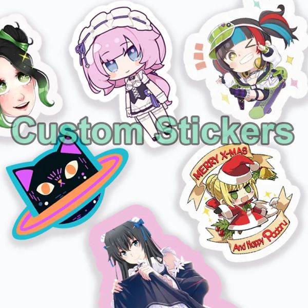 Basteln benutzerdefinierte vinyl stacher logo label mattes cartoon druck wasserdichte Anime Sterbe DIY Brand Journal Personalisierter klarer Aufkleber