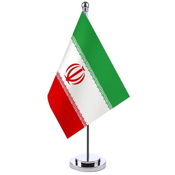 Acessórios 14x21cm mesa de escritório bandeira do irã banner suporte de mesa de sala de reuniões pólo a bandeira nacional iraniana conjunto decoração da sala de reuniões