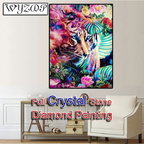 Ponto 5d DIY PINTURA DIAMENTO TIGER Imagem Full Square Crystal Mosaic Bordado Cruz Stitch Crystal Diamond Art Decor 230728