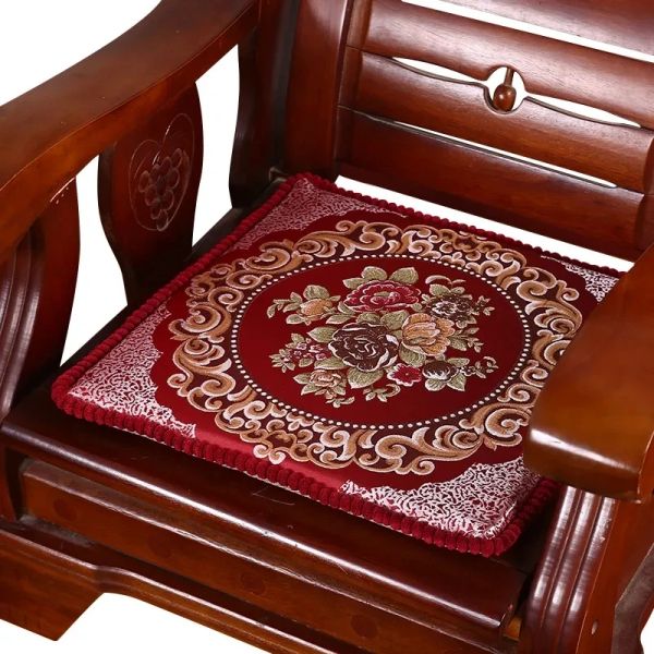 Mahagoni -Sofa Kissen kissenquadratischer chinesischer Stil abnehmbar waschbarer Nicht -Slip -Einzelsitz -Kissen Home Chair Pad weich ohne Ball Verblassen