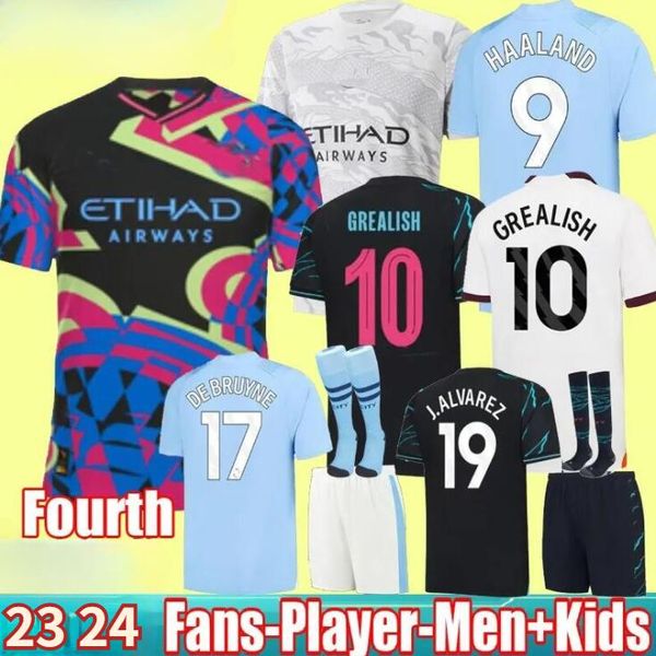 HAALAND Quarta maglie da calcio 23 24 DE BRUYNE MANS CITTÀ GREALISH GVARDIOL FODEN 2023 Speciale Terza maglia da calcio Uomo Bambini AAREZ RODRIGO Uniformi Capodanno