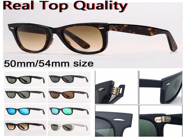 Moda masculina óculos de sol mulheres óculos de sol óculos de sol reais lentes de vidro uv com capa de couro de qualidade pano limpo e todos reta6209266