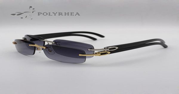Lüks güneş gözlükleri doğal manda boynuz gözlükleri erkek kadınlar rimless marka tasarımcısı siyah orijinal ambalaj kutusu kılıfları