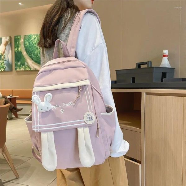 Mochila Japonesa Bonito Grande Capacidade Nylon Mulheres High School Student Bag Feminino Menina Laptop Book Mochila