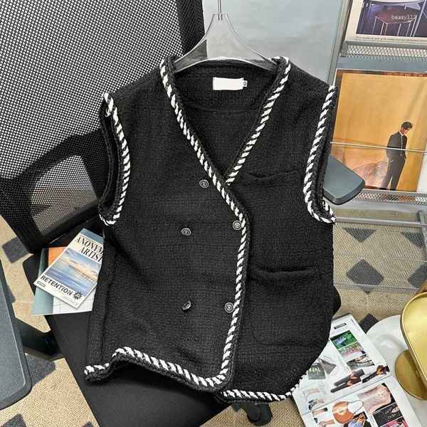 Gilet da uomo 2024 Primavera Autunno Moda retrò Cappotti senza maniche allentati Maschile Cardigan con scollo a V Gilet da donna Gilet di colore solido D755