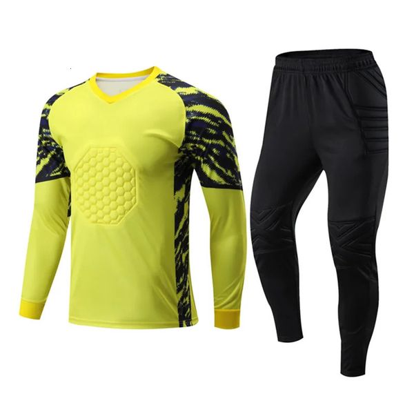 Crianças adulto goleiro conjunto de camisa de futebol criança masculino uniforme de futebol camisa calças ou shorts roupas de goleiro 240320